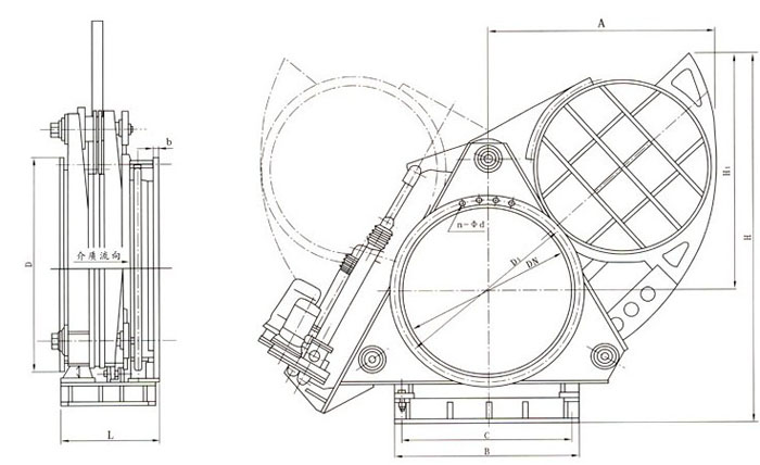 电动扇形盲板阀产品外形结构图
