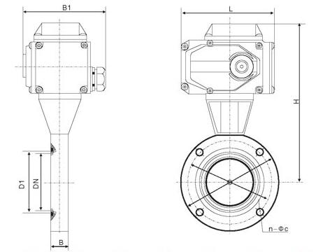 GID型電動高真空蝶閥外形結構圖