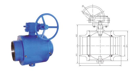 燃气用全焊接固定式球阀主要外形尺寸