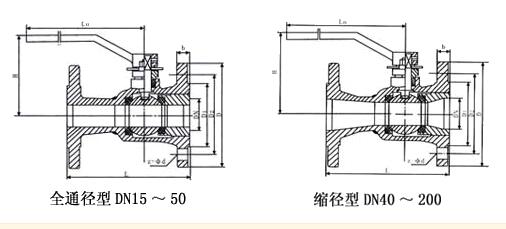 一体式高温气动球阀外型及结构尺寸示意图