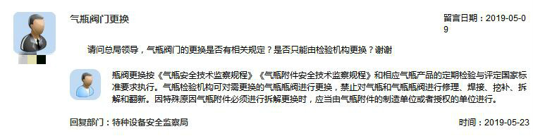 監(jiān)管問答：氣瓶閥門更換是否有相關(guān)規(guī)定