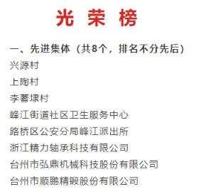 浙江精力轴承科技有限公司获通报表扬 浙江精力轴承科技有限公司获通报表扬