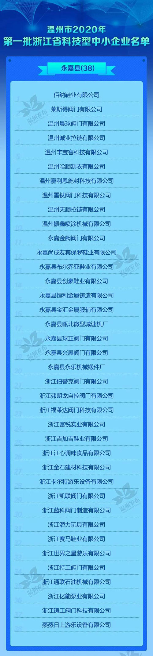 永嘉38家入選！2020年第一批浙江省科技型中小企業名單公布