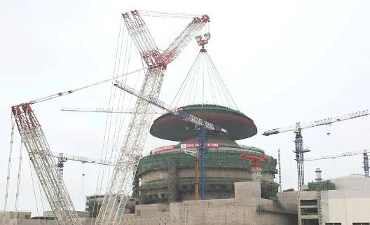 華龍一號全球示范工程福清核電6號機組外穹頂吊裝完成