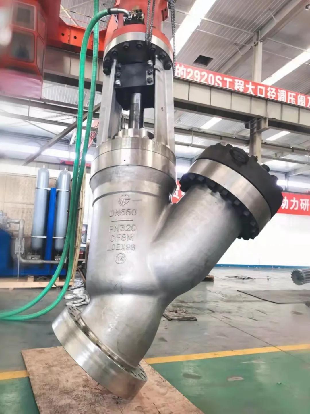 兰高阀门大型液动Y型热阀成功用于国家重点工程“航空工业气动院1米高超声速气动力风洞”