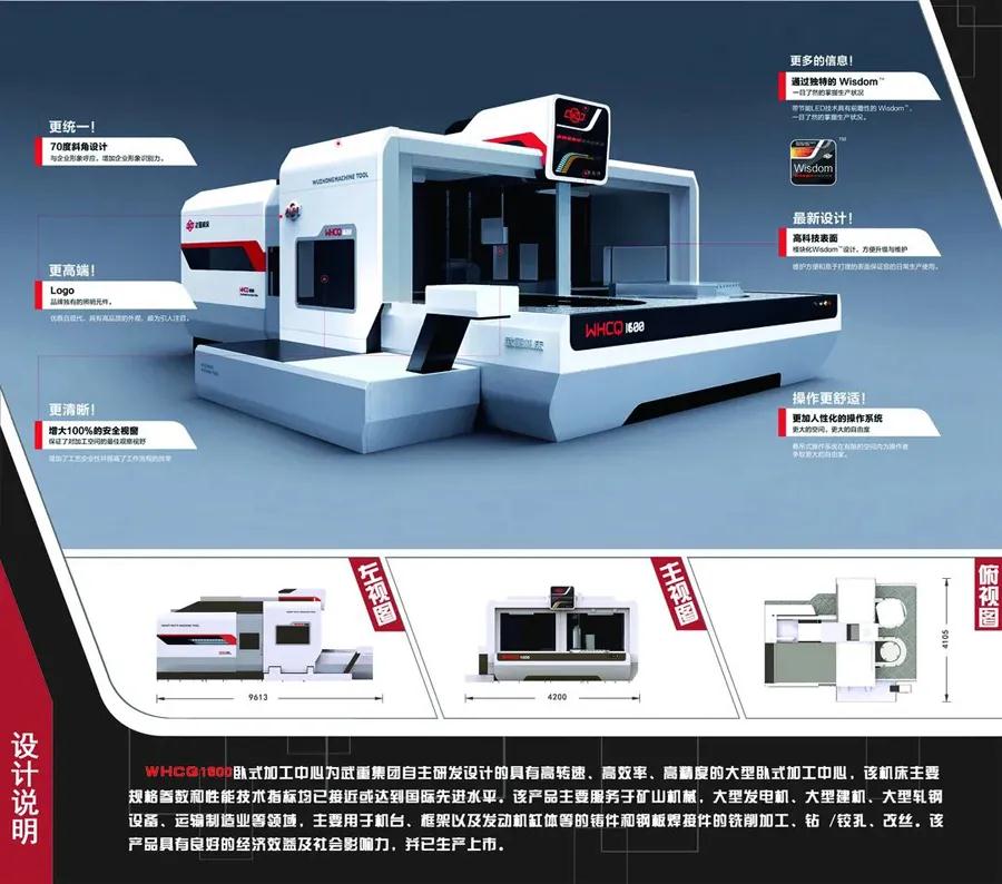 上图为WHCQ1600卧式加工中心，荣获德国红点奖。
