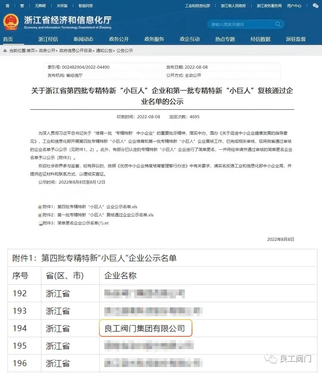 重磅!良工阀门集团上榜国家工信部专精特新“小巨人”企业名单 重磅!良工阀门集团上榜国家工信部专精特新“小巨人”企业名单