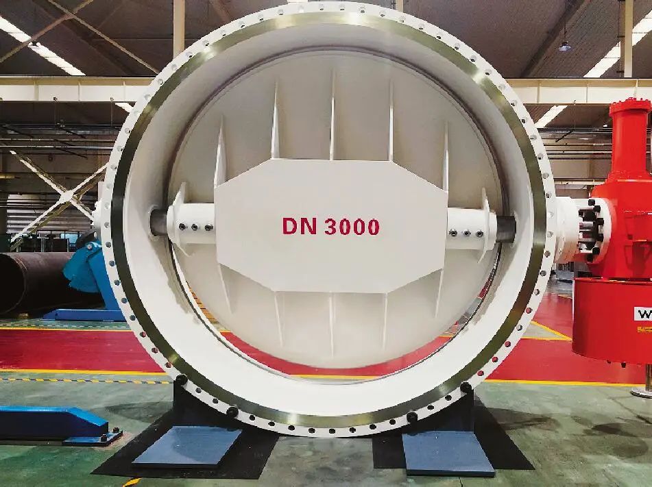 吴忠仪表研制的DN3000超大口径三偏心全金属密封蝶阀 吴忠仪表研制的DN3000超大口径三偏心全金属密封蝶阀