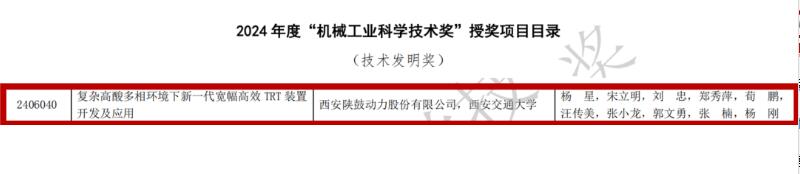 陕鼓动力科技成果荣获2024年度“中国机械工业科学技术进步奖” 陕鼓动力科技成果荣获2024年度“中国机械工业科学技术进步奖”