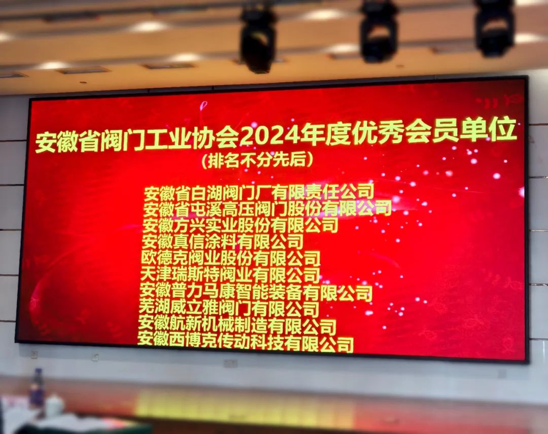方兴实业荣获安徽省阀门工业协会“2024年度优秀会员单位”称号 方兴实业荣获安徽省阀门工业协会“2024年度优秀会员单位”称号